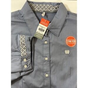 Cinch Western Shirt Womens Long Sleeve ‎ Striped Contrast Trim MSW9165049. XXL
